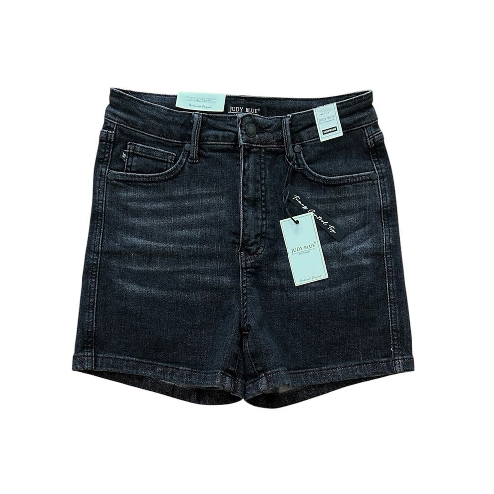 NWT Judy Blue High Waist Black Jean Shorts Women's Size M Stretch Denim